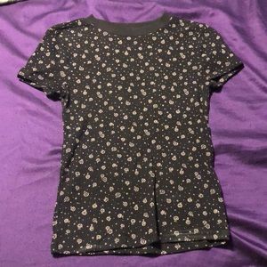 Black with flowers fitted tee